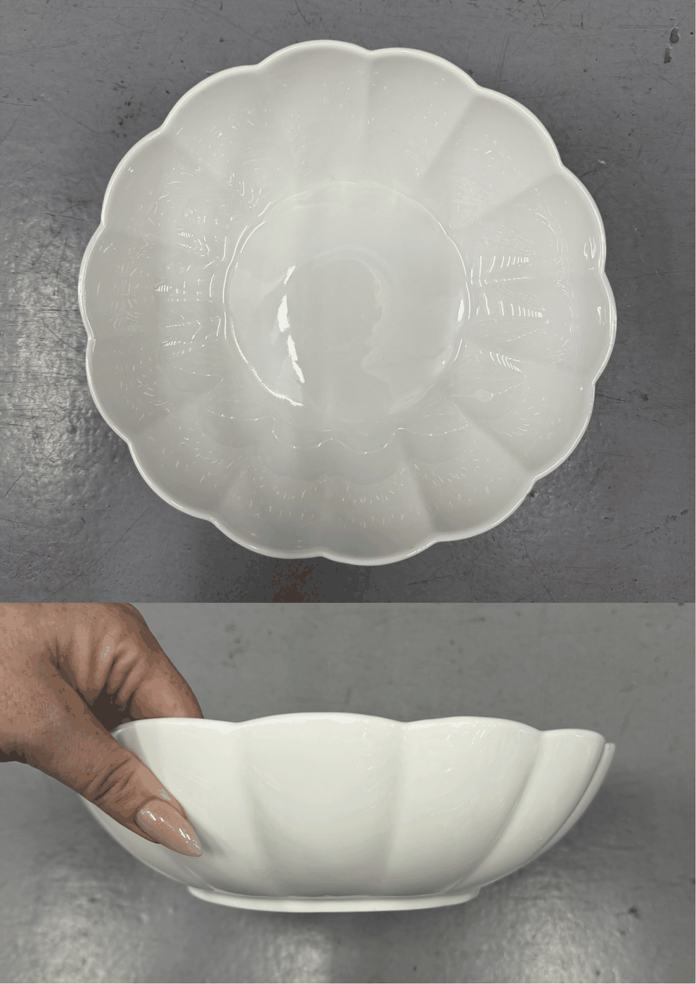 China Centre Large White Scalloped Serving Bowl